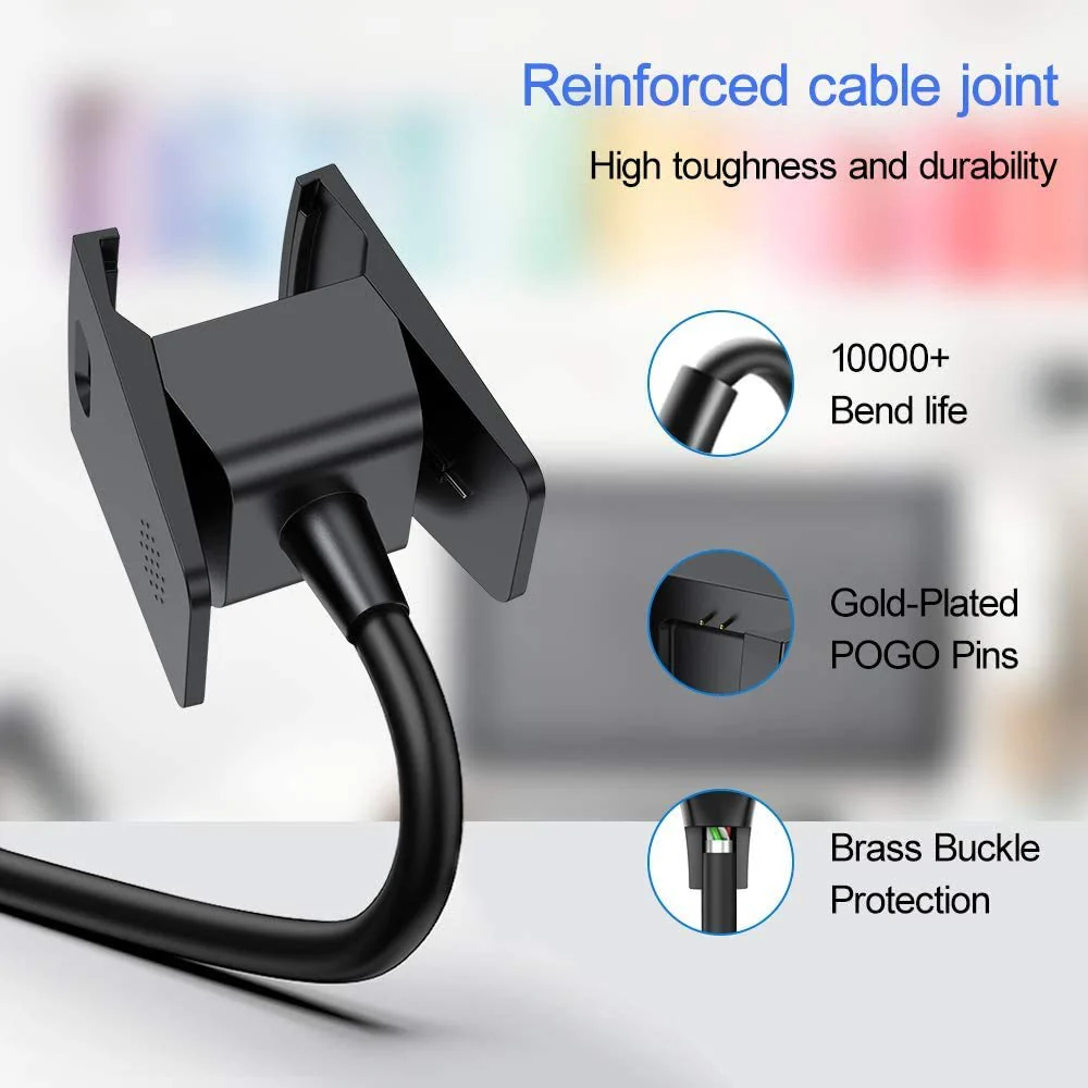 Hi-Lite Essentials USB Charger Dock Cable Compatible With Fitbit Charge 2 / Charge 2 Hr And Charging Adapter - Black - Image 5