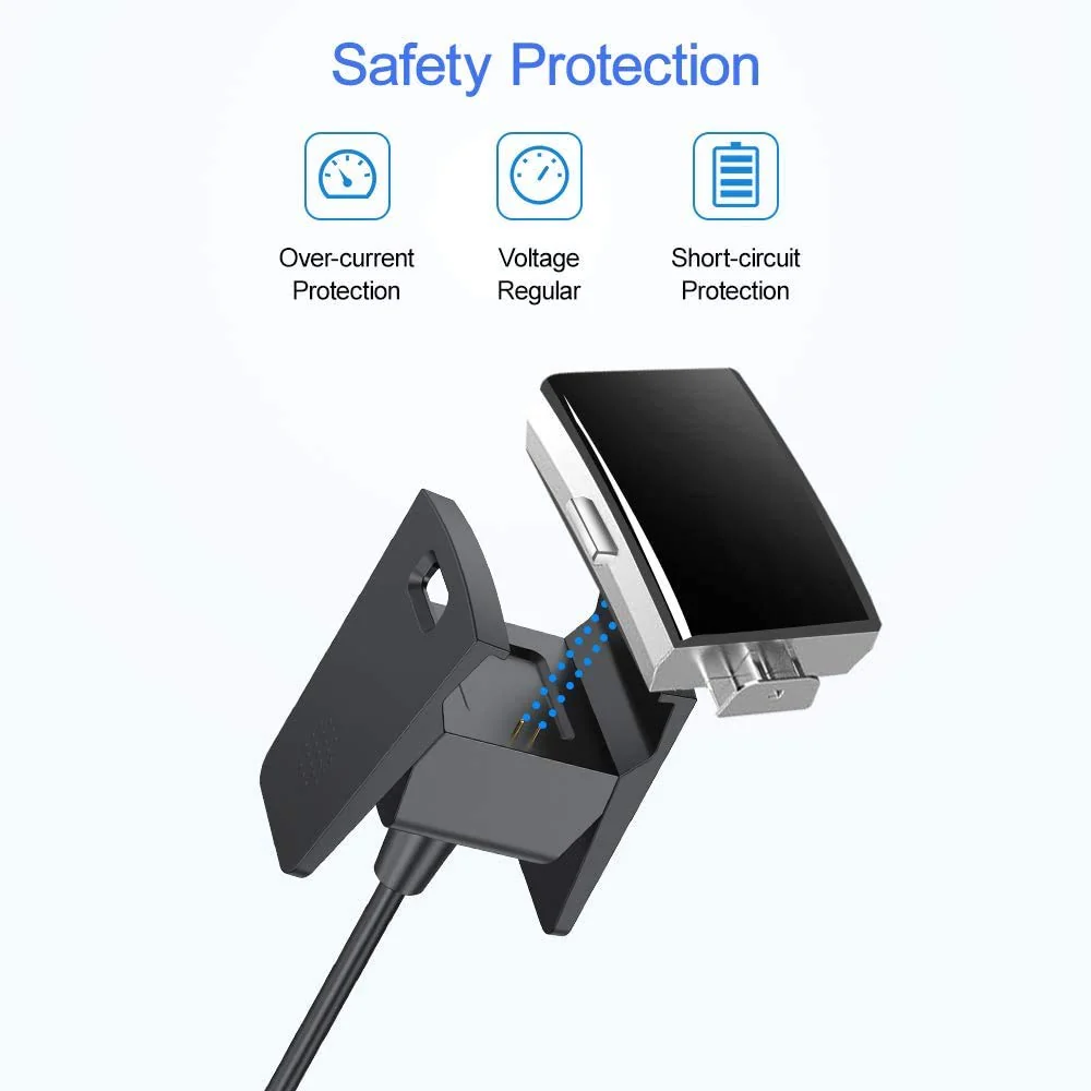Hi-Lite Essentials USB Charger Dock Cable Compatible With Fitbit Charge 2 / Charge 2 Hr And Charging Adapter - Black - Image 7