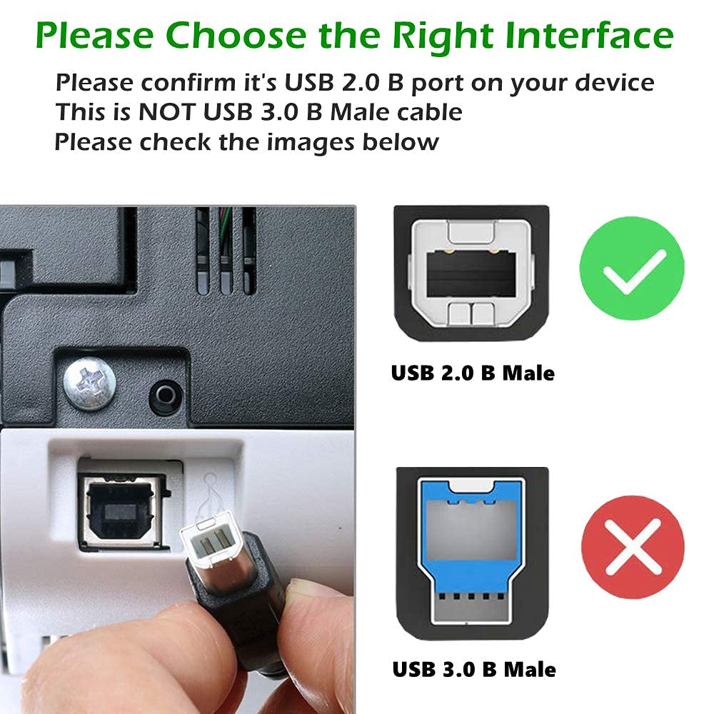 Hi-Lite Essentials USB Printer Cable USB A to Male To USB B 2.0 Cable Cord Compatible with Printers, Scanner For Brother Dell, HP, Epson, Canon, Lexmark, Xerox, Samsung, Epson - Image 4