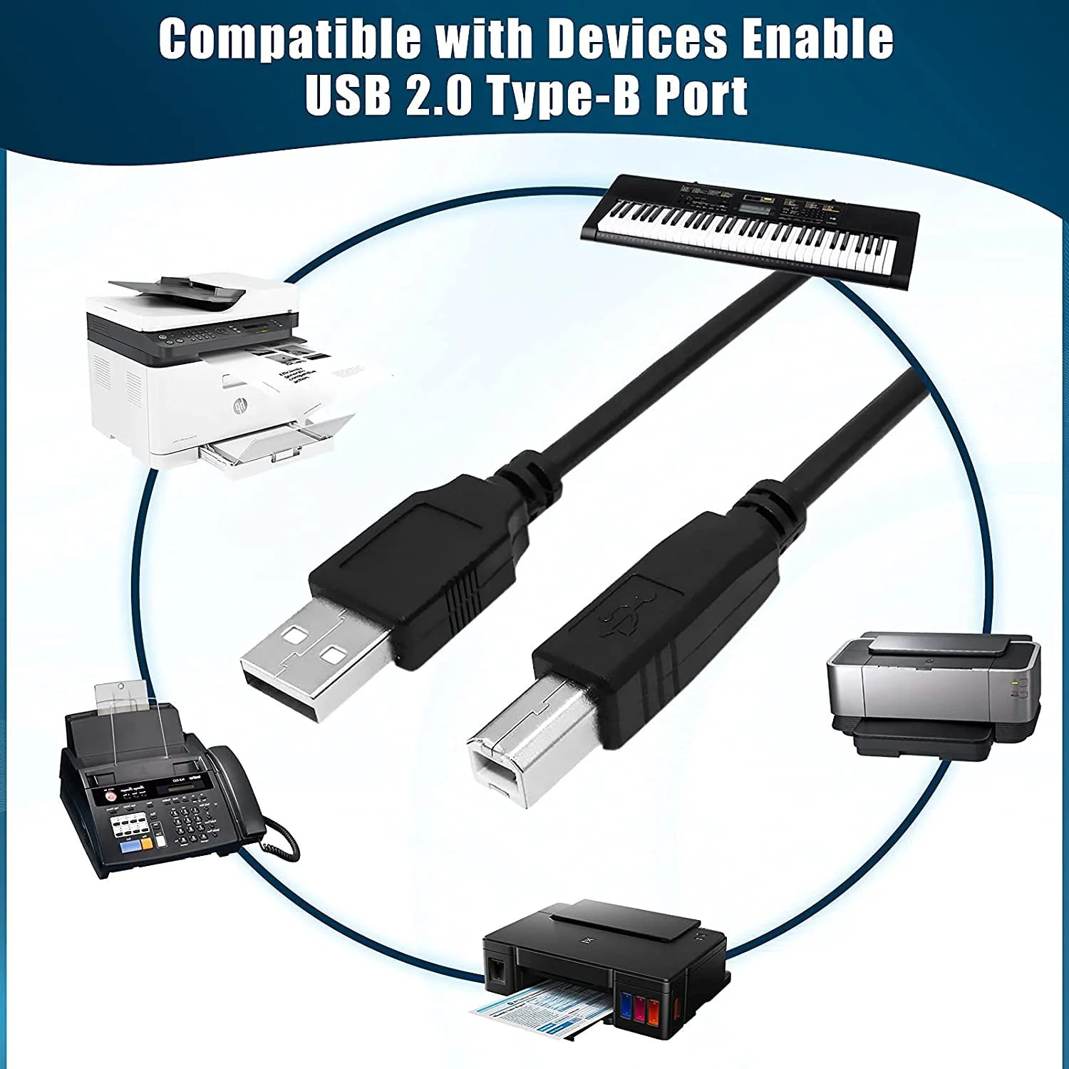 Hi-Lite Essentials USB Printer Cable USB A to Male To USB B 2.0 Cable Cord Compatible with Printers, Scanner For Brother Dell, HP, Epson, Canon, Lexmark, Xerox, Samsung, Epson - Image 6