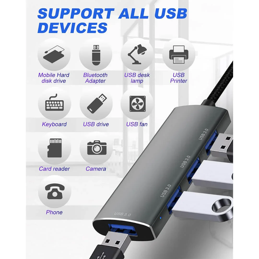 High Speed 4 Port USB Hub 3.0 Multi Usb Splitter for HP Lenovo Xiaomi Macbook Pro - Image 4