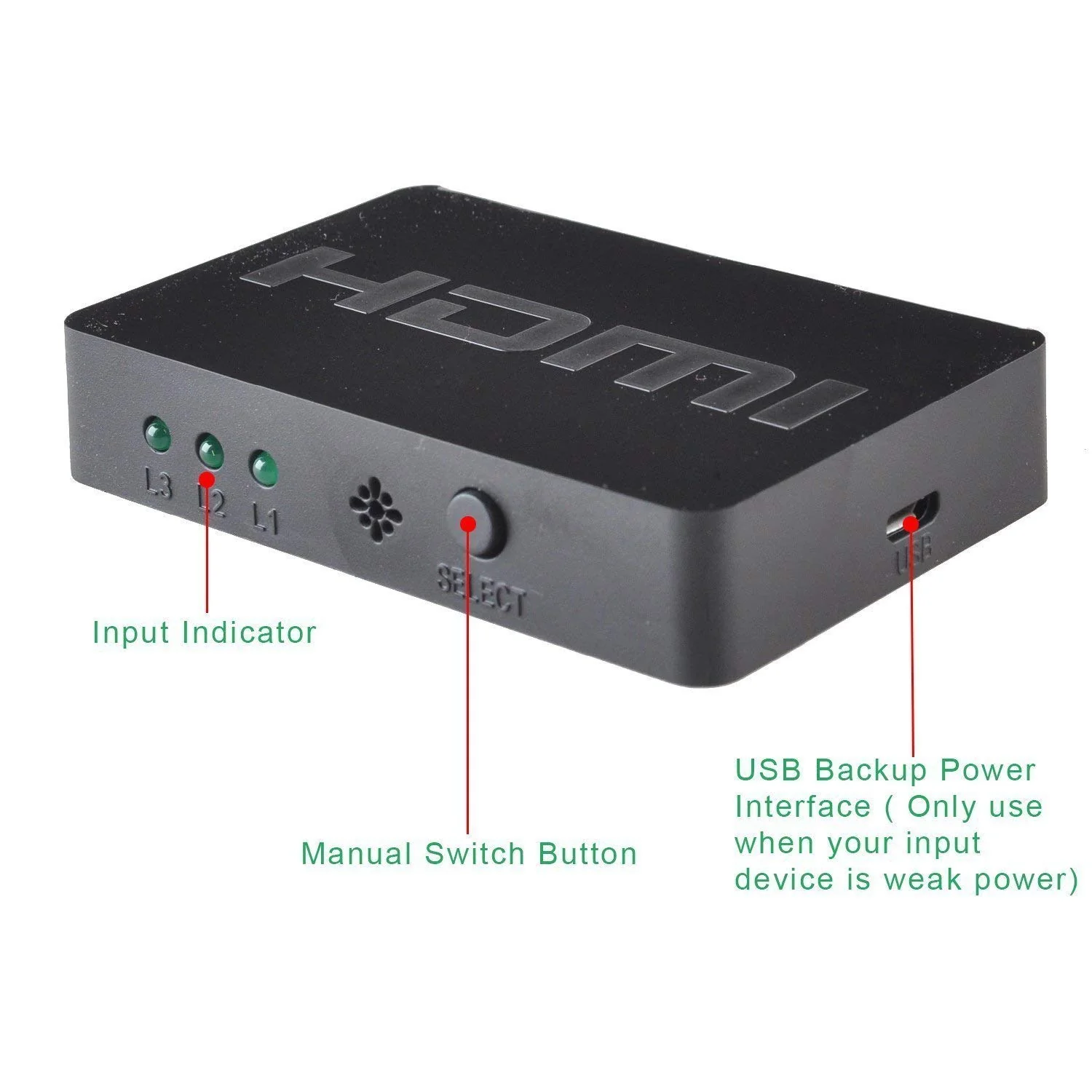 JSAUX 3 IN 1 OUT HDMI Switch with Wireless Remote, 3 Port in 1 Out Support 3D Full HD - Image 3