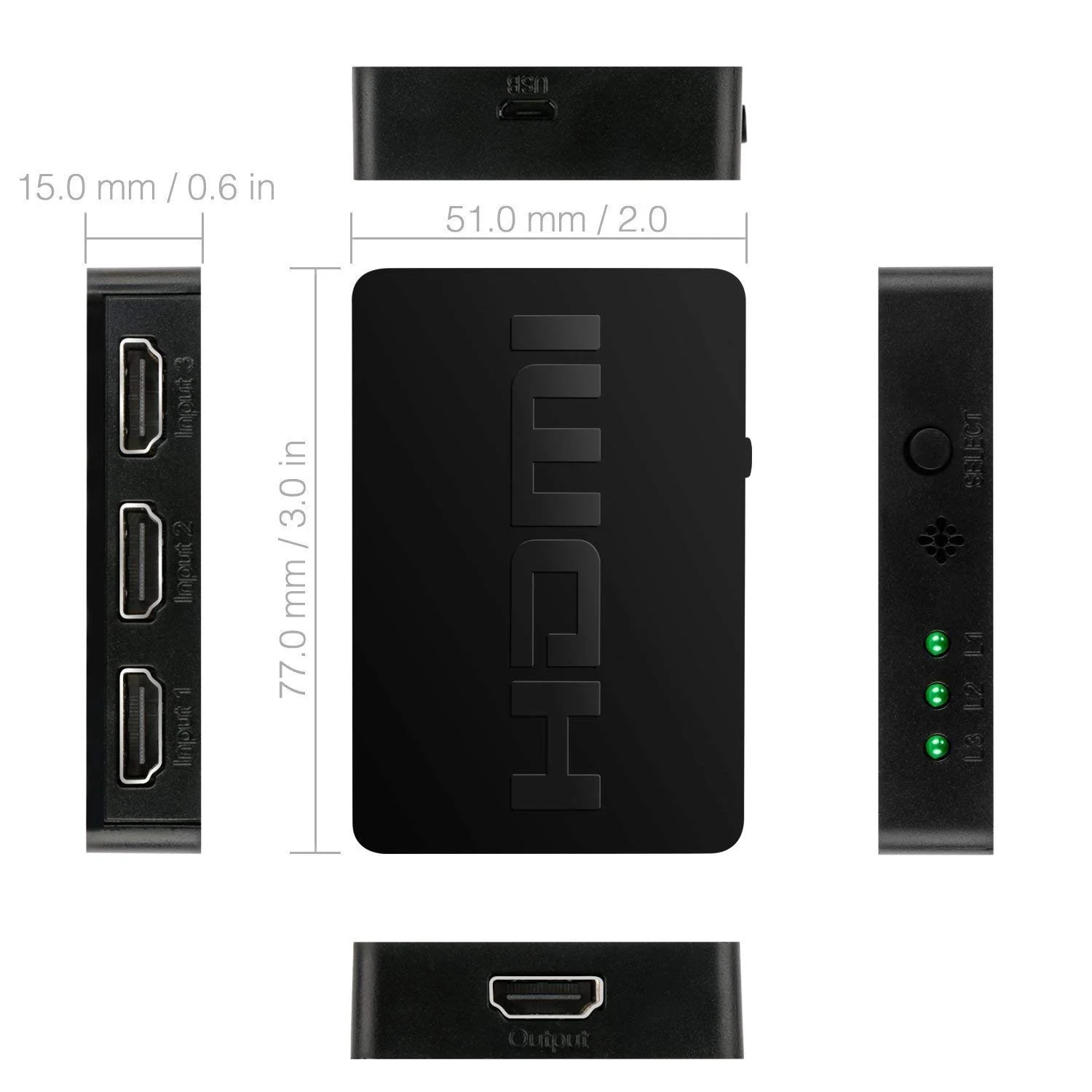 JSAUX 3 IN 1 OUT HDMI Switch with Wireless Remote, 3 Port in 1 Out Support 3D Full HD - Image 5