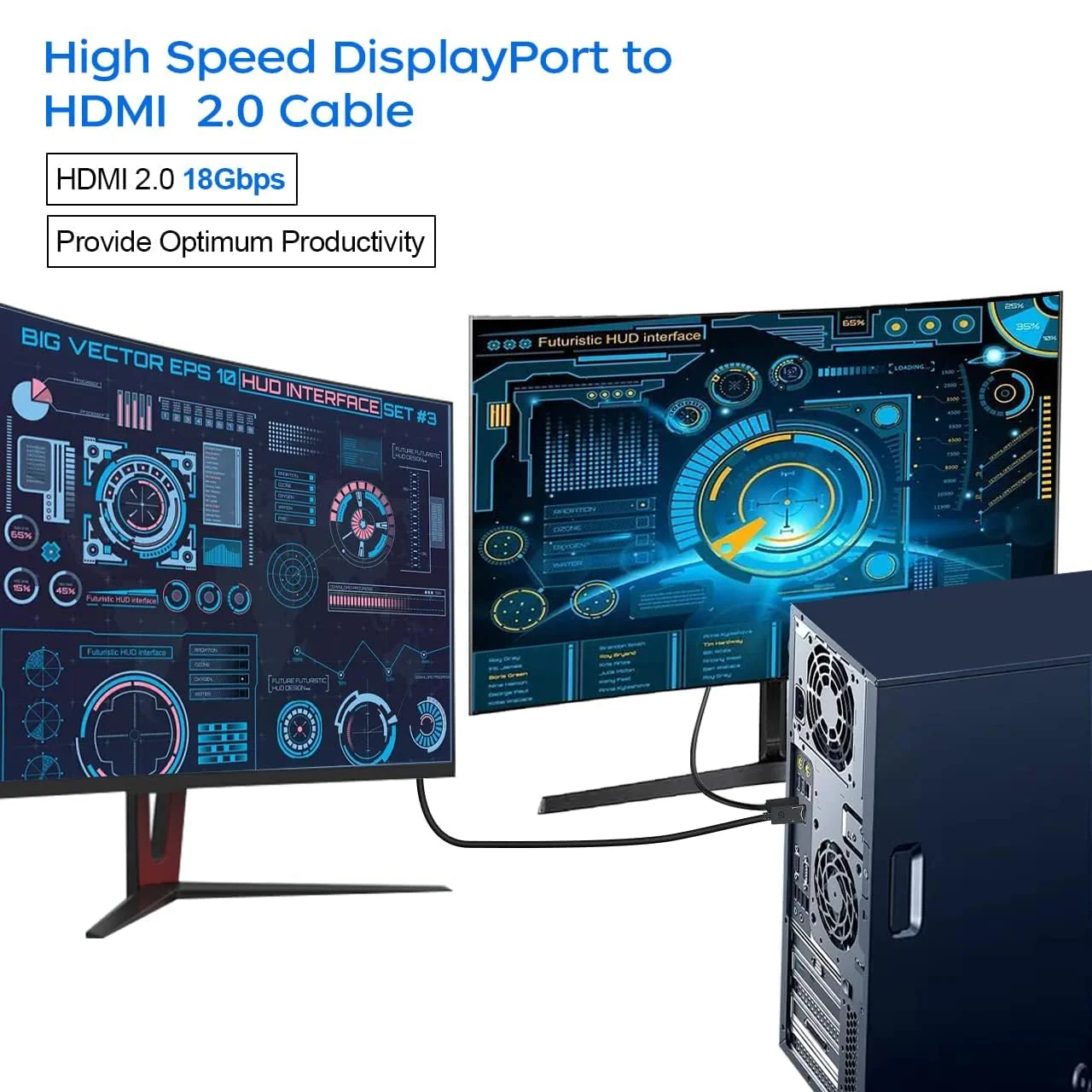 Hi-Lite Essentials DisplayPort to HDMI Cable, Uni-Directional DP to HDMI Converter Gold-Plated DP Display Port to HDMI Converter Cable (Male to Male) for Labtop PCs to HDTV, Monitor, Projector with HDMI Port - Image 5