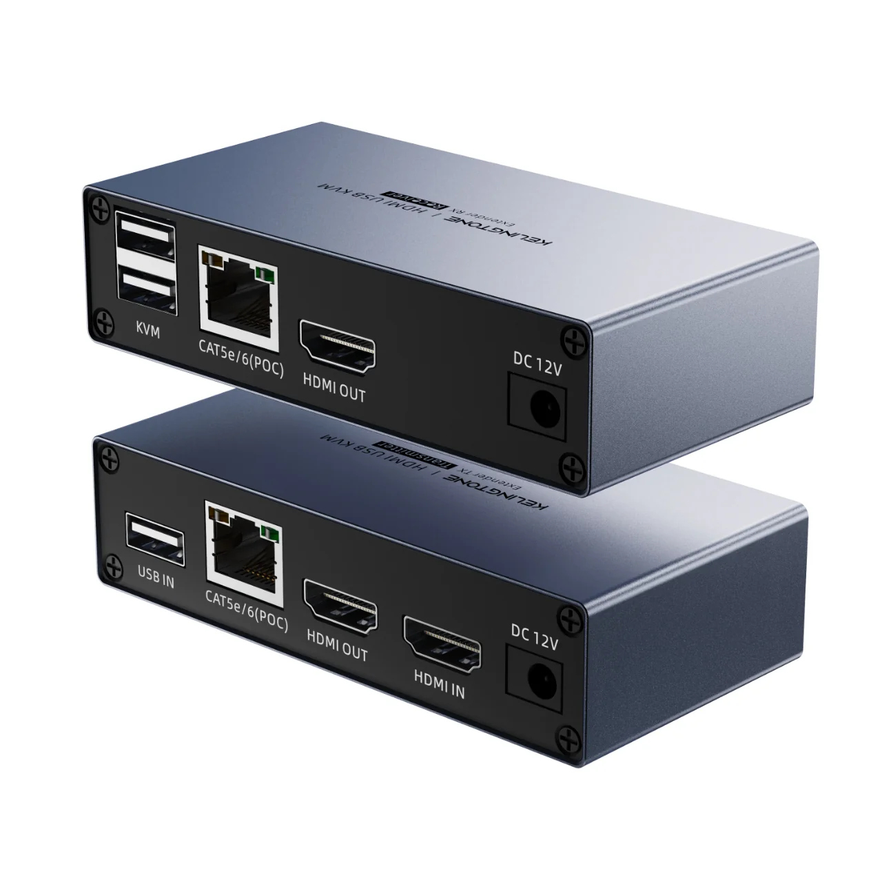 Kelingtone HDMI USB KVM Extender (Supported Upto 60 Mts) with RJ45 Ethernet Cat5e Cat6 Cable Video Splitters & Support USB Mouse Keyboard