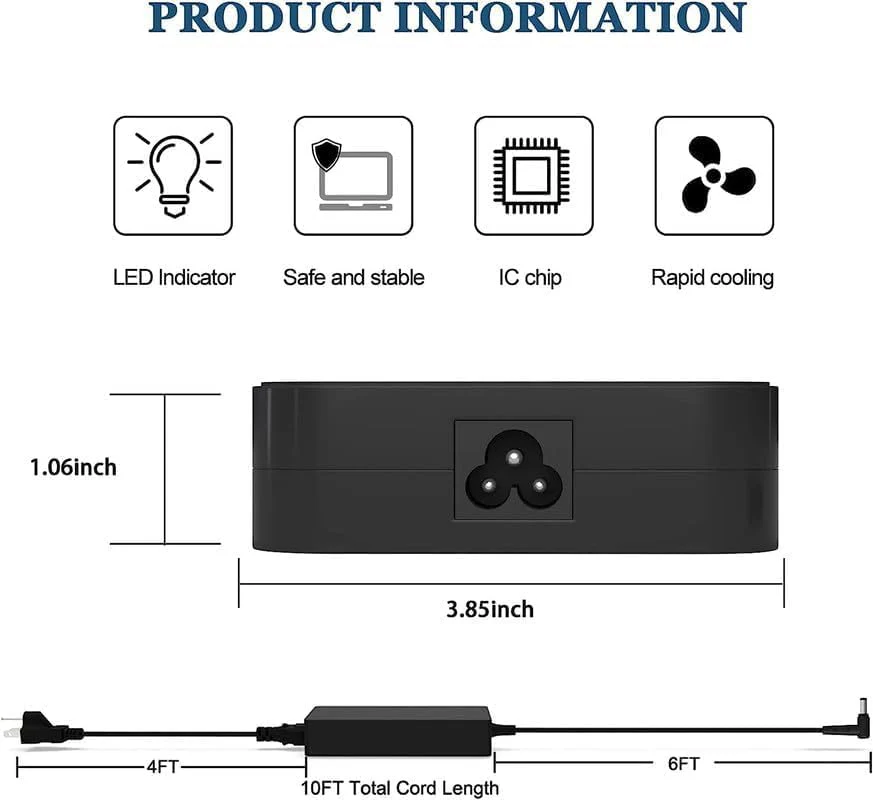 Laptop Adapter for Asus 150W 20V 7.5A Laptop Charger Adapter AC Power Charger (Connector size:6.0*3.7mm) - Power Cable Included - Image 4