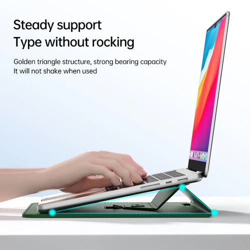 Leather Laptop Sleeve with Case Stand Feature Compatible with MacBook 13 inch 14 inch All Models - Image 3