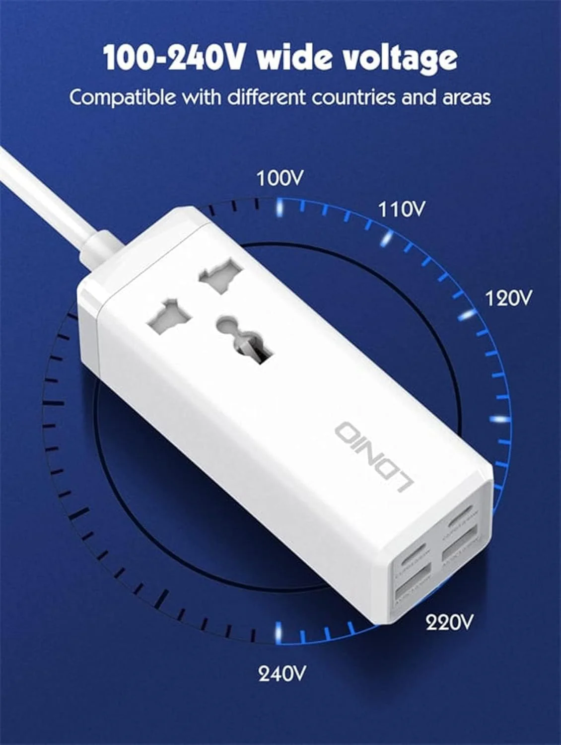 LDNIO 65W Pd Adapter Multifunctional 250 Volts Charger Power Strip - Charge Your Devices Quickly With Usb Ports, Type C, And 200Cm Extension Socket. - Image 7