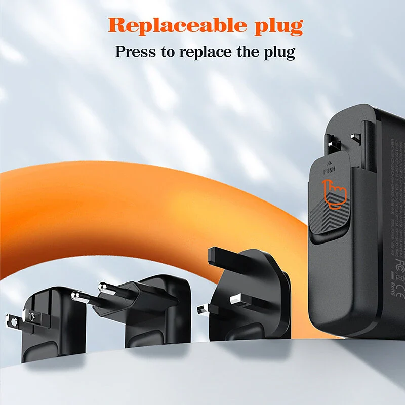 LDNIO A6140C 140W 6-Port USB PD Charger 3USB-C+3USB-A PD QC3.0 AFC FCP SCP Fast Charging Wall Charger Adapter Replaceable Plug for iPhone 12 13 14 14 Pro for Samsung Galaxy S23 for Redmi K60 for Oppo Reno9 - Black - Image 4