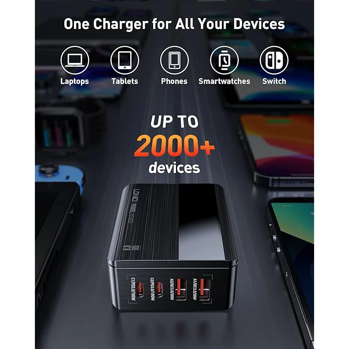 LDNIO USB C Charger 100W 4-Port GaN Fast Desktop Charger USB C Power Adapter PD 3.0 PPS USB Charging Station Compatible with Macbook Pro, Dell XPS, iPhone 14/13, iPad, Galaxy S23/S22, Steam Deck - Image 4