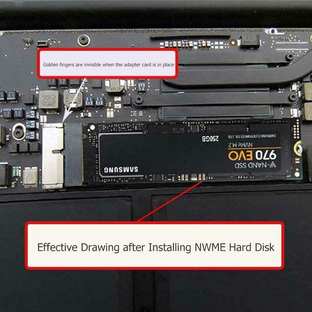 M.2 NVME SSD Convert Adapter Card Compatible with MacBook Air Pro Retina (Year 2013-2017), NVME/AHCI SSD Upgraded Kit for A1465 A1466 A1398 A1502(Not Fit Early 2013 MacBook Pro) TD-406HS - Image 8