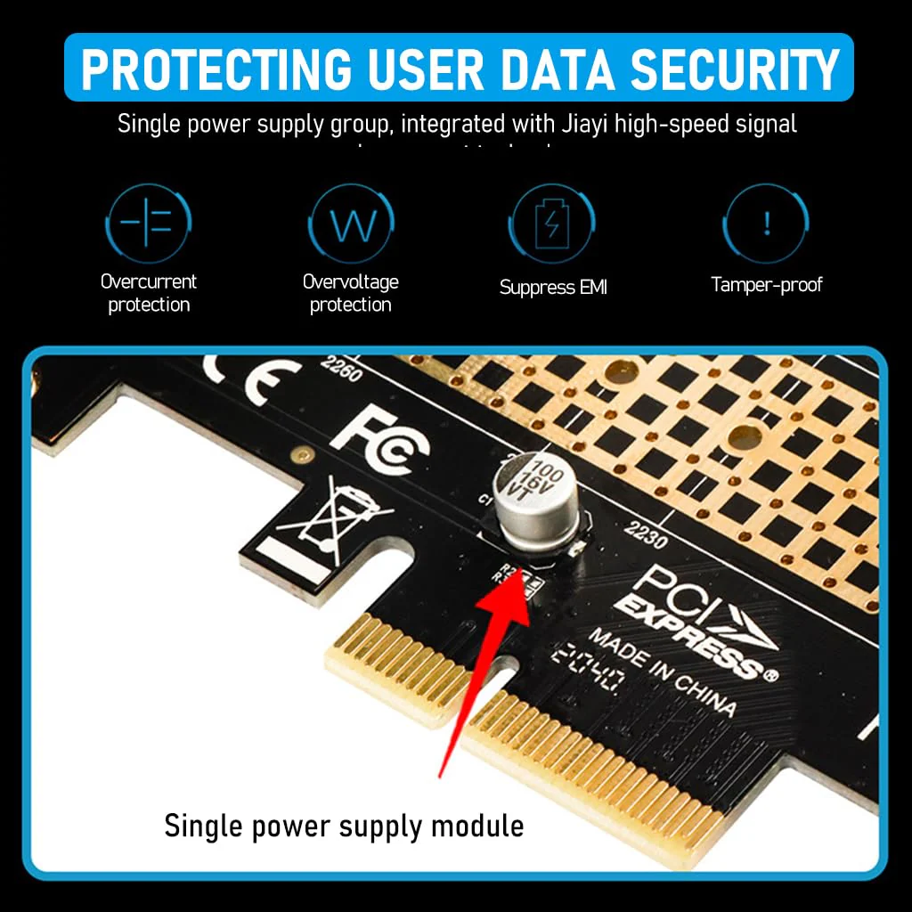 M.2 NVMe to PCI-E X4 Adapter High Speed M.2 NVMe to PCI-E X4 Adapter Universal M.2 NVMe to PCI-E X4 Interface Compatible with M.2 NVme2230/2242/2260/2280 - Image 5