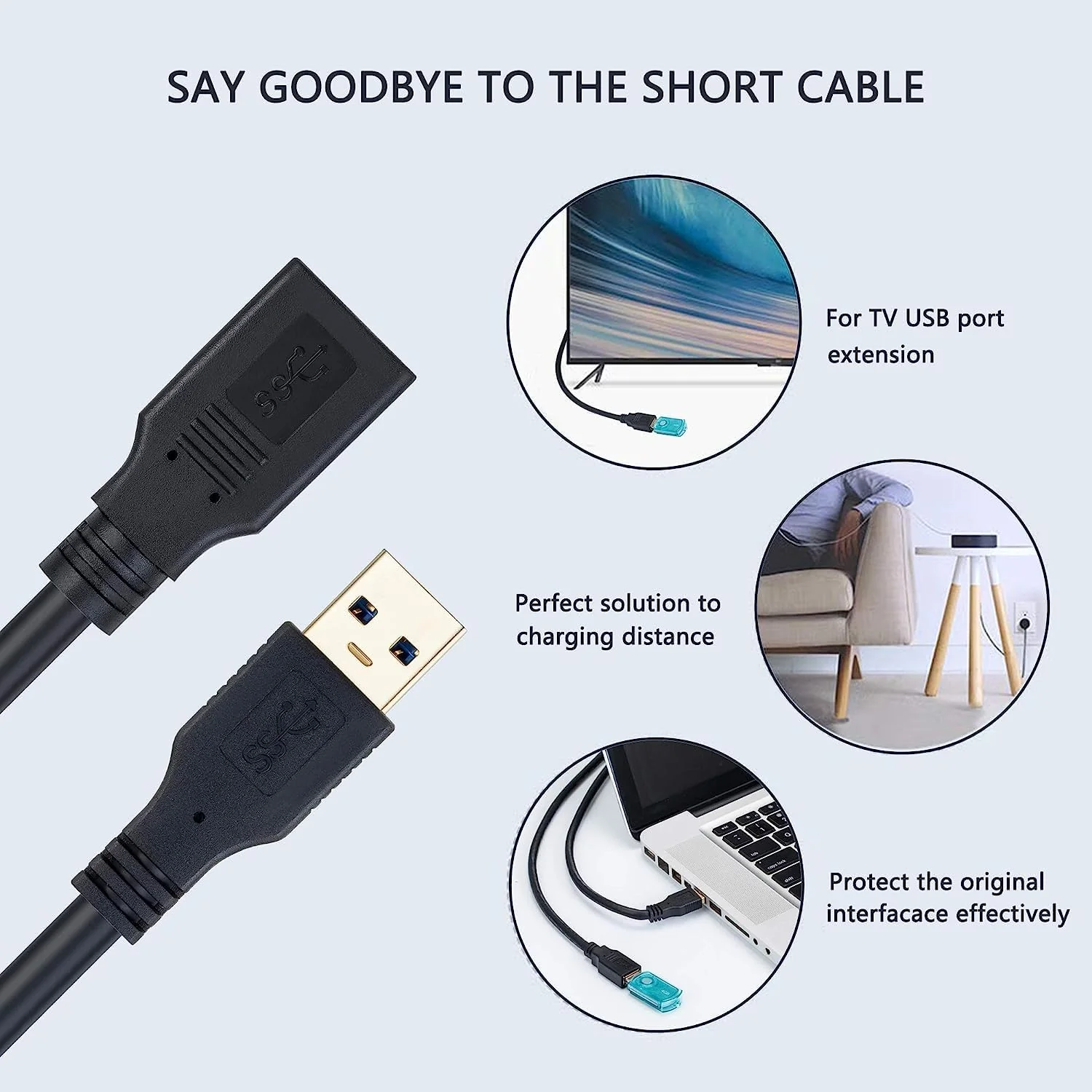 MT-VIKI USB Male to Female Extension Cable, 5 Meter/16.4Ft 2.0 USB Extension Cable, USB A Male to A Female Cable, USB Extender for Tv, Pc, Hard Drive, USB Flash Drive, Mouse Keyboard, Webcam, Scanner - Image 4