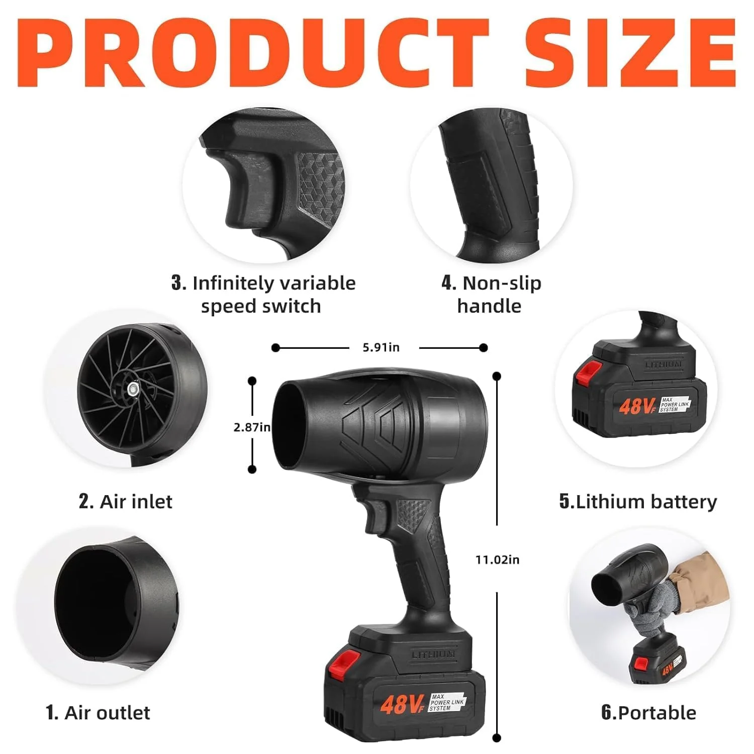 Multiple Use Turbojet Air Blower Fan Cordless Car Dryer Air Blower Handheld High Powered | Portable Car Dryer | Hair Dryer | Air Blower for Cleaning - Image 2