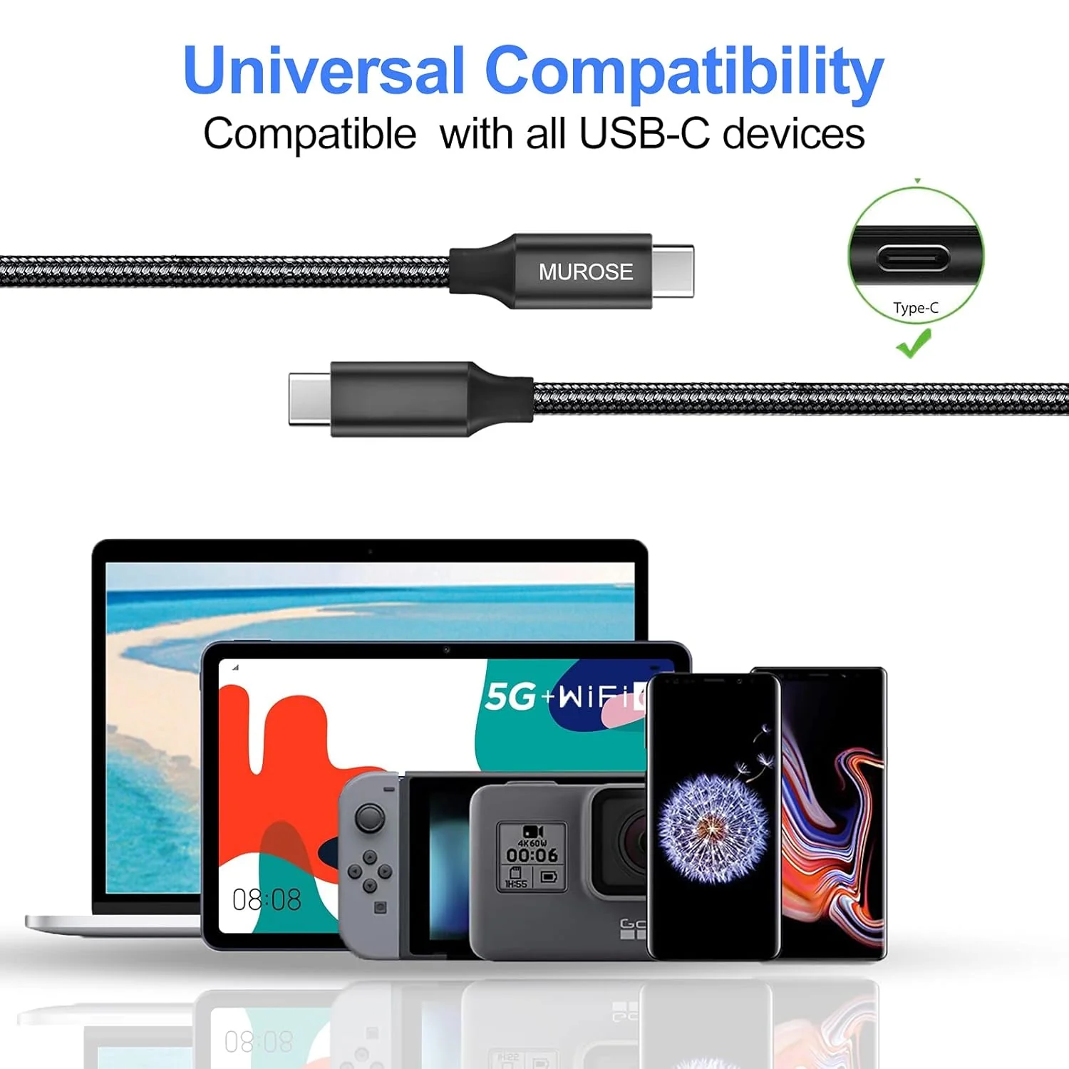 MUROSE USB C Cable to USB C 14.8 FT (About 4.5 M) Video Transmission/ Data Transfer/ Charging Cord with E-Marker Chipset, Compatible with Dell, MacBook, Gaming Box, etc. - Image 7