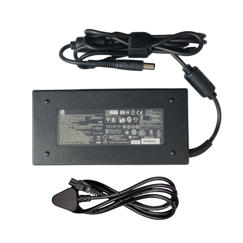 New HP OEM 135W 19.5V 6.9A Pin size 7.4mm x 5.0mm Smart AC adapter with Power Cable