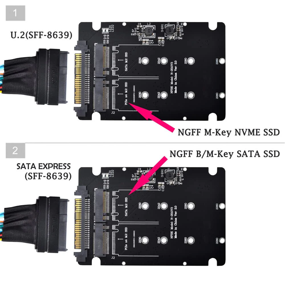 NVME U.2 to Combo NGFF M.2 M-Key SATA PCIe SSD Adapter for Mainboard Replace SSD 750 p3600 p3700 - Image 4