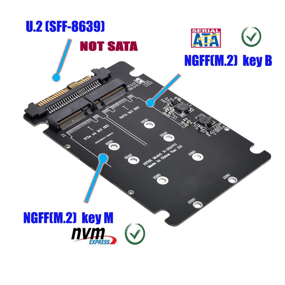 NVME U.2 to Combo NGFF M.2 M-Key SATA PCIe SSD Adapter for Mainboard Replace SSD 750 p3600 p3700 - Image 6