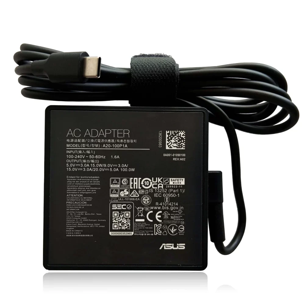 OEM Asus 100W USB-C Charger for ASUS ROG: A20-100P1A Laptop AC Adapter Compatible with ASUS ROG Flow X13 Z13 GZ301 GV301 G533QM GA401QM GA503QM GX703HS ZenBook 14X 14 UM5401QA UM425QA UX425QA- Power cable included