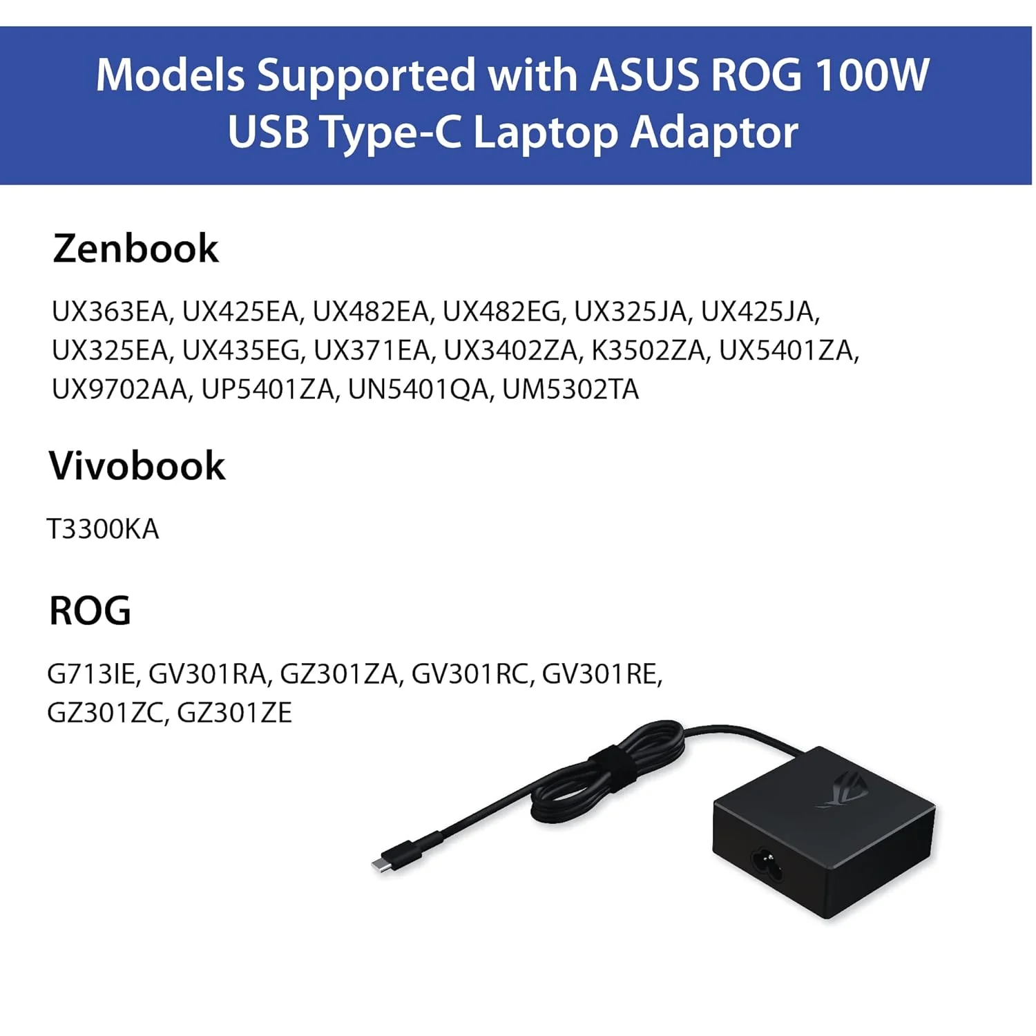 OEM Asus 100W USB-C Charger for ASUS ROG: A20-100P1A Laptop AC Adapter Compatible with ASUS ROG Flow X13 Z13 GZ301 GV301 G533QM GA401QM GA503QM GX703HS ZenBook 14X 14 UM5401QA UM425QA UX425QA- Power cable included - Image 3
