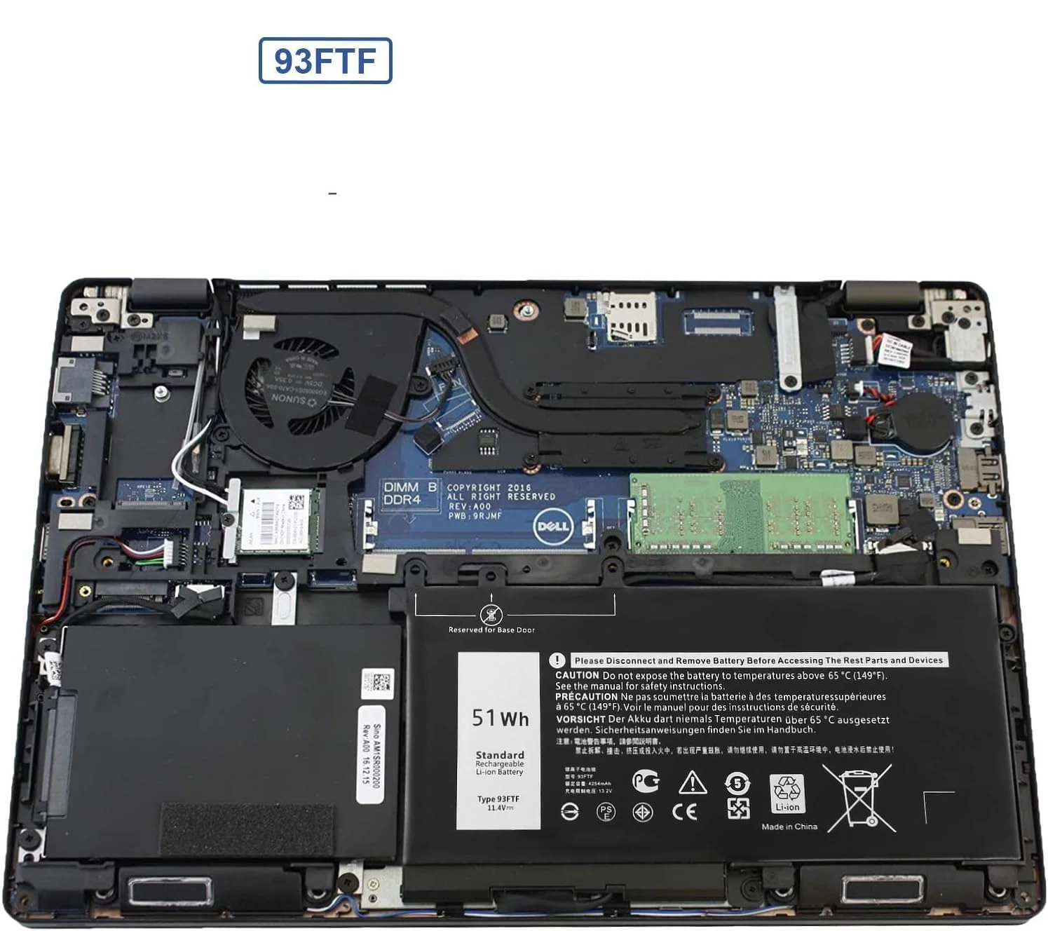 OEM Dell 93FTF Laptop Battery Compatible for Dell Latitude 5280 5590 5288 5290 5488 E5288 D4CMT 4YFVG 83XPC DV9NT 00JWGP 0DJWGP FPT1C GD1JP GJKNX Laptop Battery - Image 6