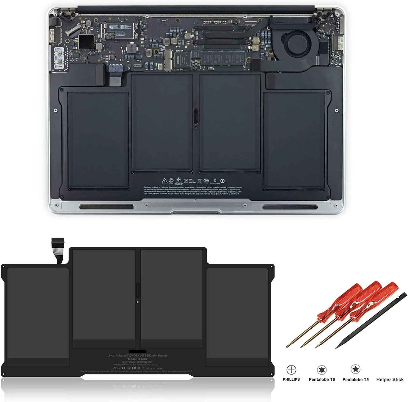 OEM Laptop Battery Compatible for MacBook Air 13 inch A1466 A1369 (2017, Early 2015, Early 2014, Mid 2013, Mid 2012, Mid 2011 and Late 2010 Version), fits A1377 A1405 A1496 Laptop Battery - Image 4