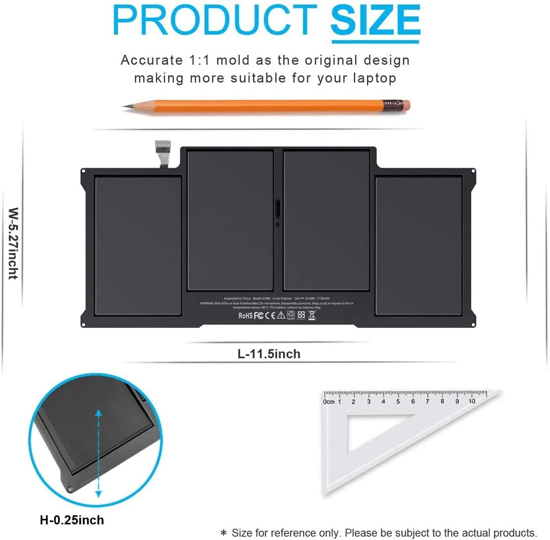 OEM Laptop Battery Compatible for MacBook Air 13 inch A1466 A1369 (2017, Early 2015, Early 2014, Mid 2013, Mid 2012, Mid 2011 and Late 2010 Version), fits A1377 A1405 A1496 Laptop Battery - Image 7