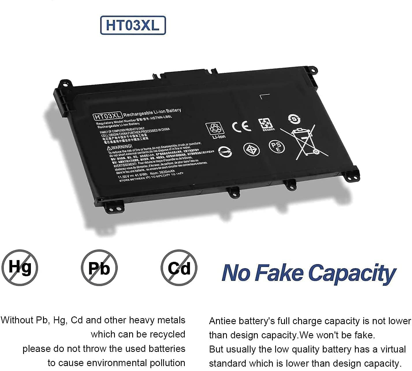 OEM Laptop Battery HP HT03XL for Hp Pavilion Hstnn-15-Da0053Wm, 15-Da0002Dx, 14M-Dh1003Dx, 15-Da0012Dx, Db8R, Db8S, Ib80, Ib8O, Lb8L, Lb8M, Ht03Xl - Image 5