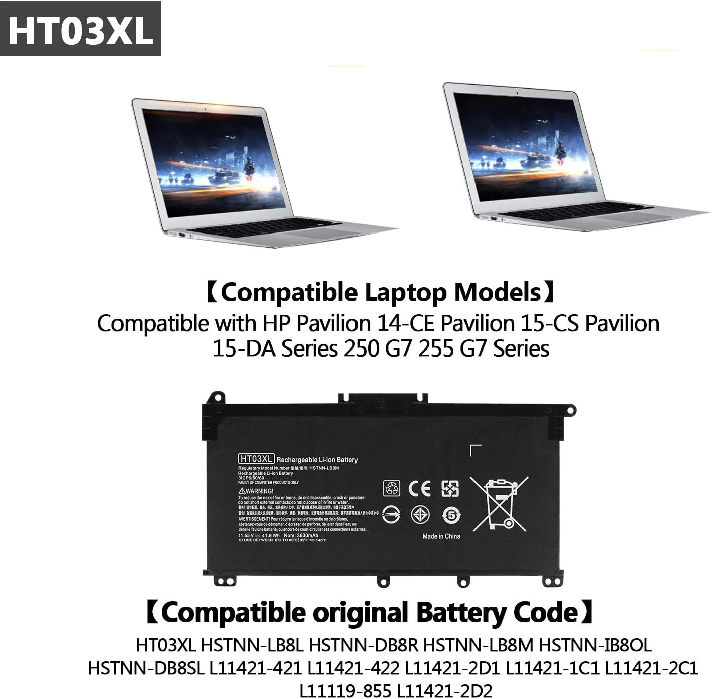 OEM Laptop Battery HP HT03XL for Hp Pavilion Hstnn-15-Da0053Wm, 15-Da0002Dx, 14M-Dh1003Dx, 15-Da0012Dx, Db8R, Db8S, Ib80, Ib8O, Lb8L, Lb8M, Ht03Xl - Image 7