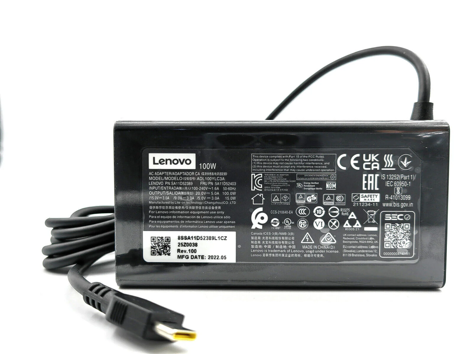 OEM Lenovo 100W USB-C Charger Adapter Power Type-C ADL100YLC3A ADL100YDC3A
