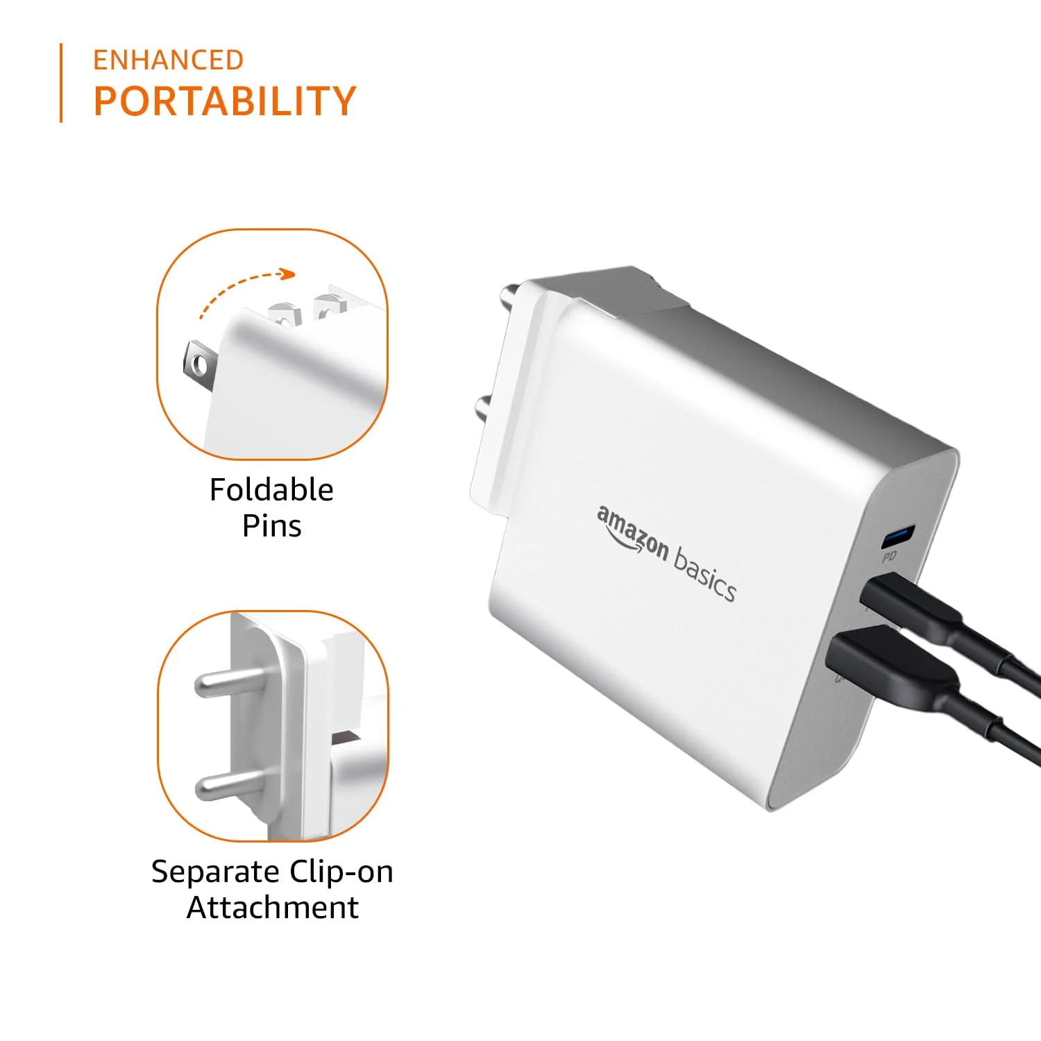 (Open Box) Amazon Basics 65W Triple Port GaN Charger | PD 3.0, QC3.0, QC4.0/PPS Fast Charging Ports | Compact Adapter with Foldable Pins | Compatible with All Flagship Apple/Android Phones and laptops - Image 4