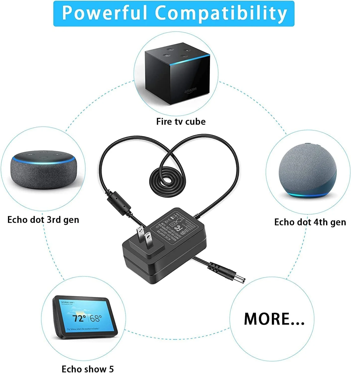 Original 15W 12V Power Adapter for Amazon Echo Dot 4th Gen and Echo Dot 3rd Gen and Echo Pop - Image 4
