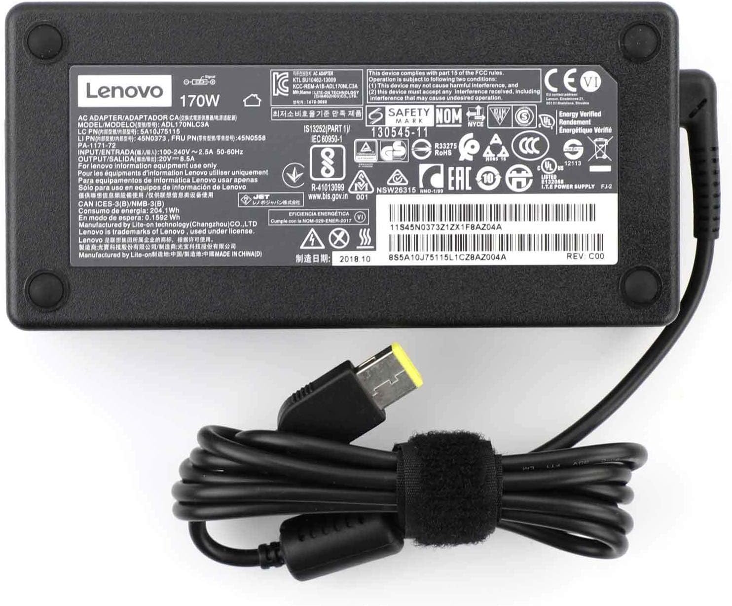 OEM Lenovo 20V 8.5A 170W Slim Tip AC Adapter for Lenovo Thinkpad P53, P70, P71, P72, P73- With Power Cable - Image 3