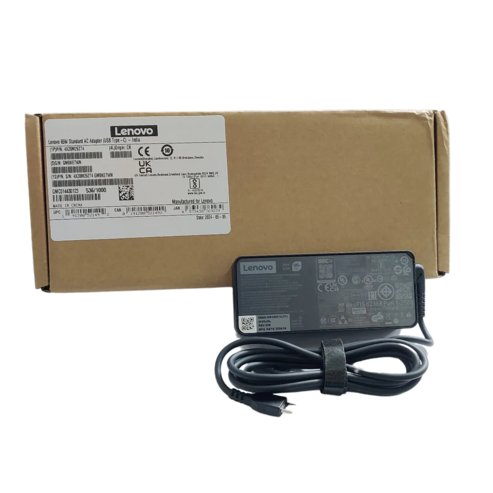Original Lenovo 65W Standard AC Adapter (USB Type-C)- Check Compatible models in Description- With Power Cable - Image 6
