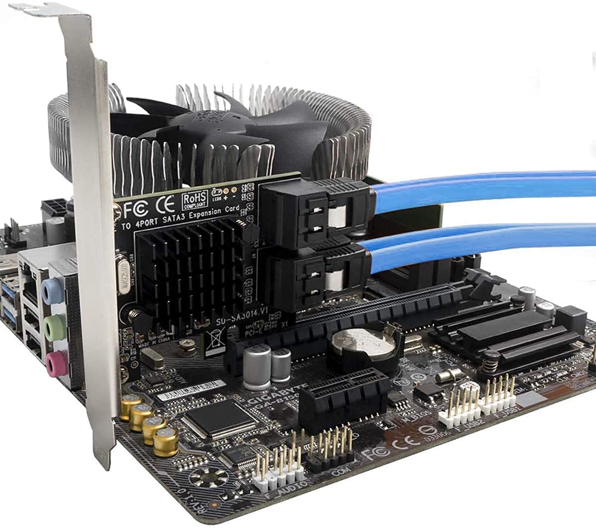 PCIE 4 Port SATA Controller Expansion Card with Low Profile Bracket, Marvell 9215 Non-Raid, Boot as System Disk, Support 4 SATA 3.0 Devices - Image 3