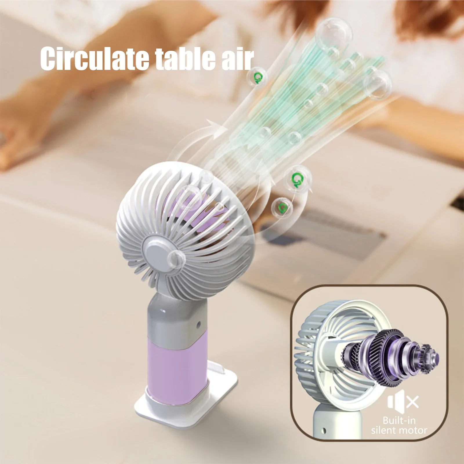 Portable Mini Fan | Rechagable Fan | USB Rechargeable Handheld Cute Mini Portable Fan for Office Study Outdoors Home Table with Detachable Base - Image 4