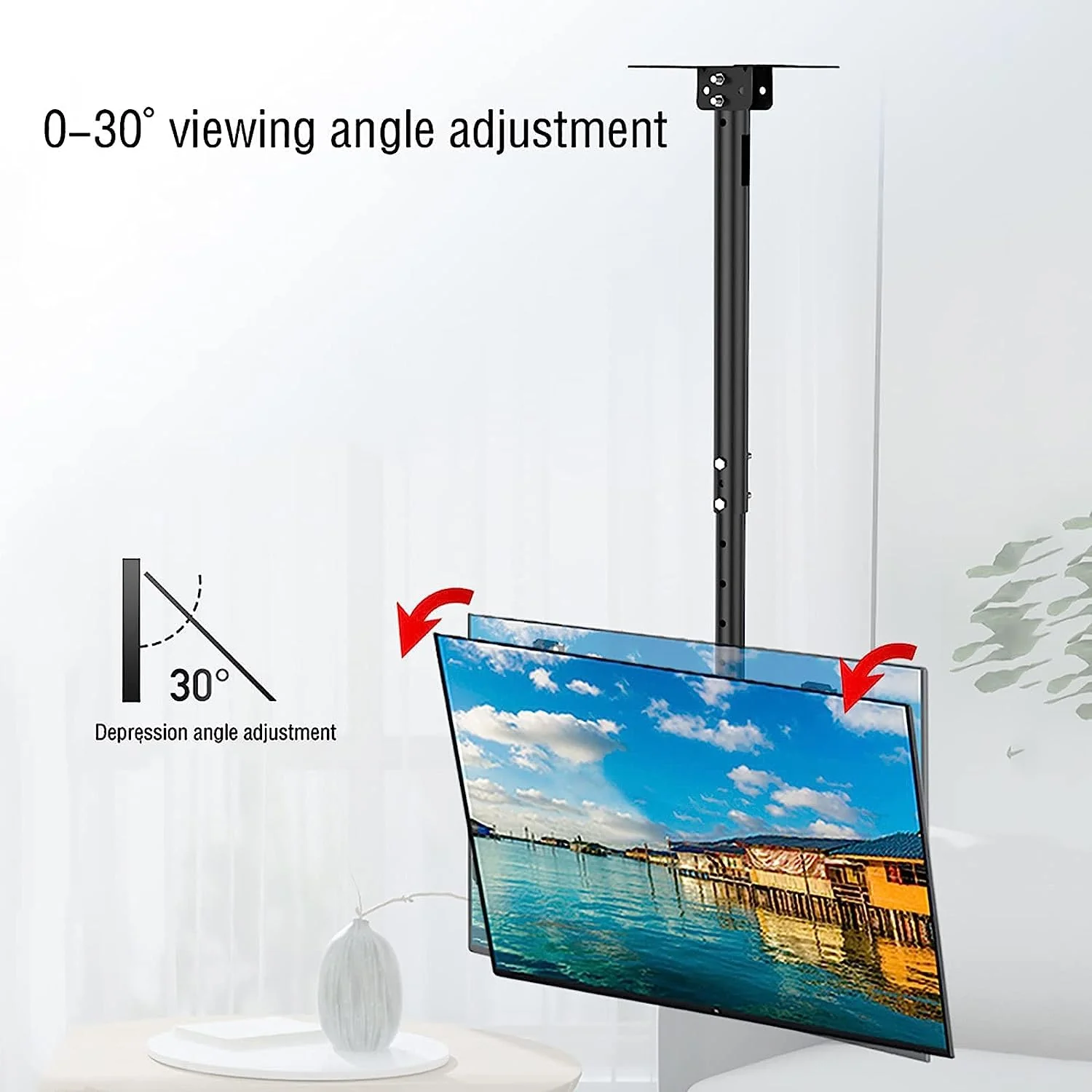 Premium Height & Angle Adjustable Ceiling TV Mount Stand for 26” to 60” TV - Image 4