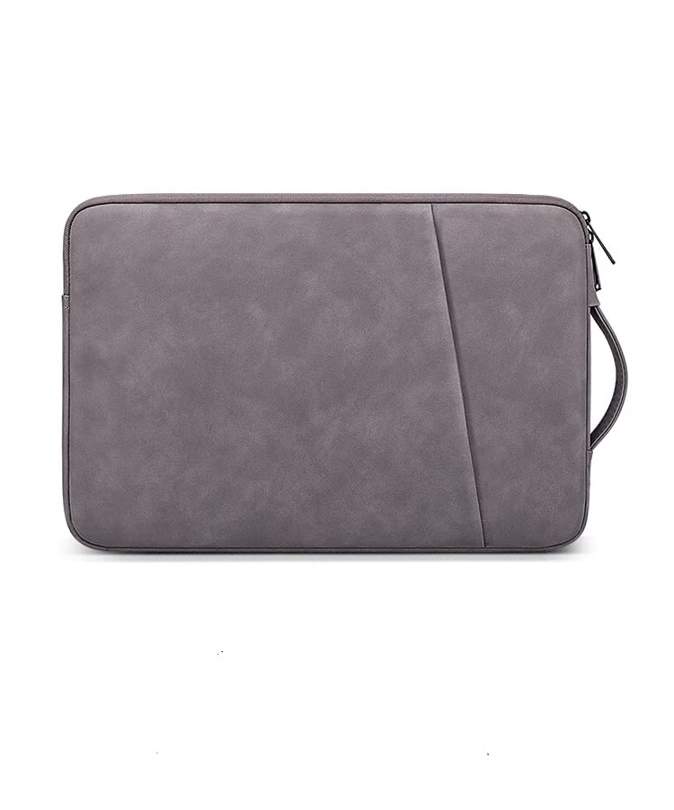 PU Leather Lightweight Zipper Bag For 15 inch Laptops- Grey