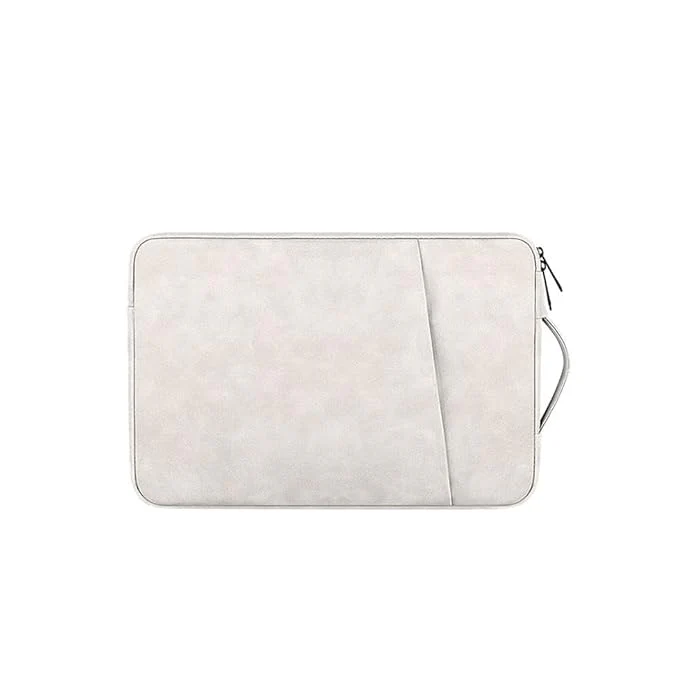 PU Leather Lightweight Zipper Bag For 15 inch Laptops - Off White