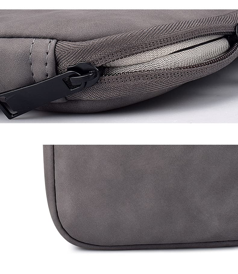 PU Leather Lightweight Zipper Bag For 15 inch Laptops- Grey - Image 2
