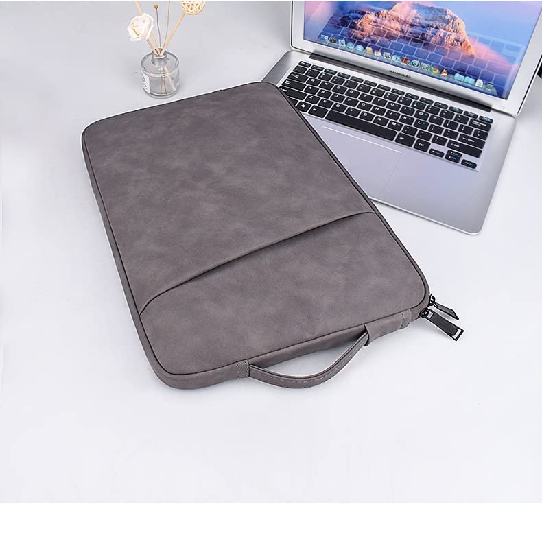 PU Leather Lightweight Zipper Bag For 15 inch Laptops- Grey - Image 3