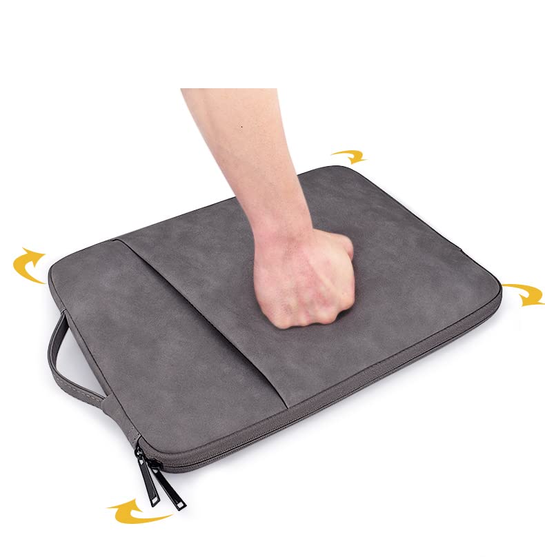 PU Leather Lightweight Zipper Bag For 15 inch Laptops- Grey - Image 4