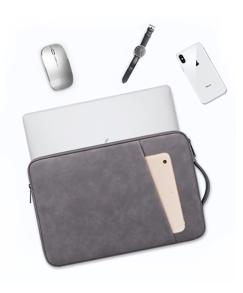 PU Leather Lightweight Zipper Bag For 15 inch Laptops- Grey - Image 8