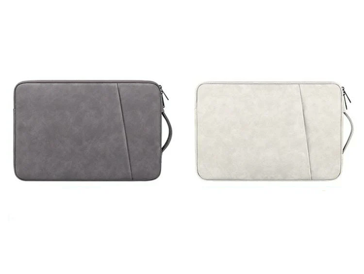 PU Leather Lightweight Zipper Bag For 15 inch Laptops- Grey - Image 9
