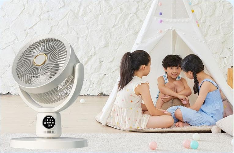 Rechagable Oscillating Pedestal Fan Portable Floor Stand Circulating Cooling Fan for Travel, Home, office and Kitchen- Black - Image 4