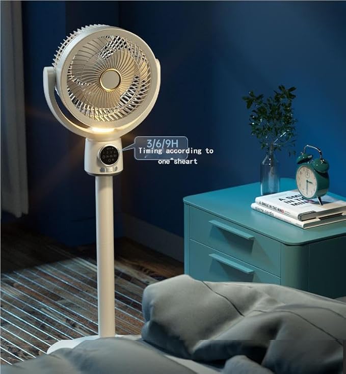 Rechagable Oscillating Pedestal Fan Portable Floor Stand Circulating Cooling Fan for Travel, Home, office and Kitchen- Black - Image 6