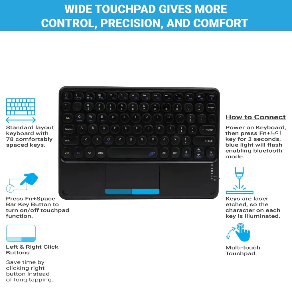 Rechargeable Bluetooth Keyboard and Trackpad Ultra Slim for all Bluetooth Enabled Mac/Tablet/iPad/PC/Laptop - Image 6