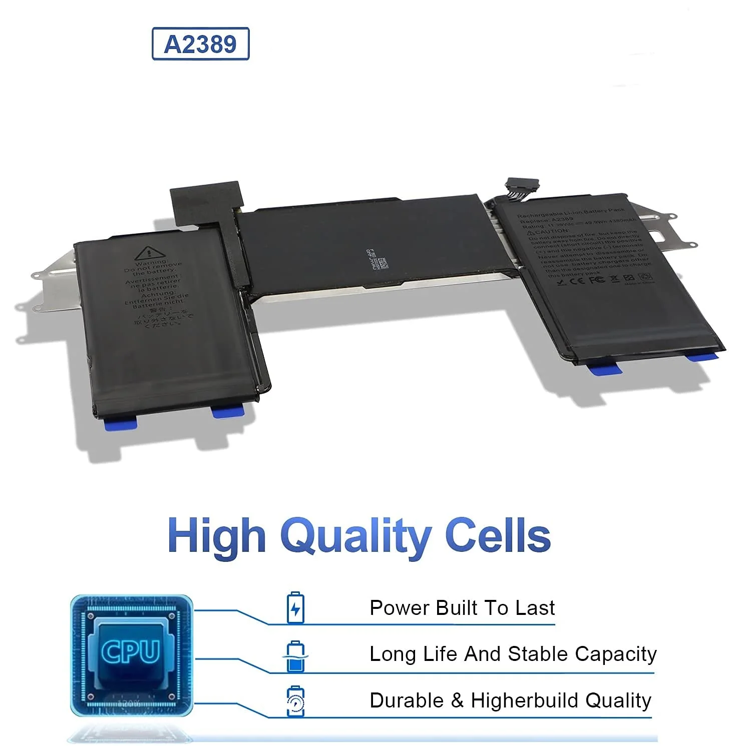Replacement Battery for MacBook Air 13 Inch A2337 M1 2020 EMC 3598 MGN53LL/A MGN83LL/A MGN63LL/A MGN93LL/A MGND3LL/A MGN73LL/A MGNA3LL/A MGNE3LL/A 11.39V 49.9Wh 4380mAh - Image 2