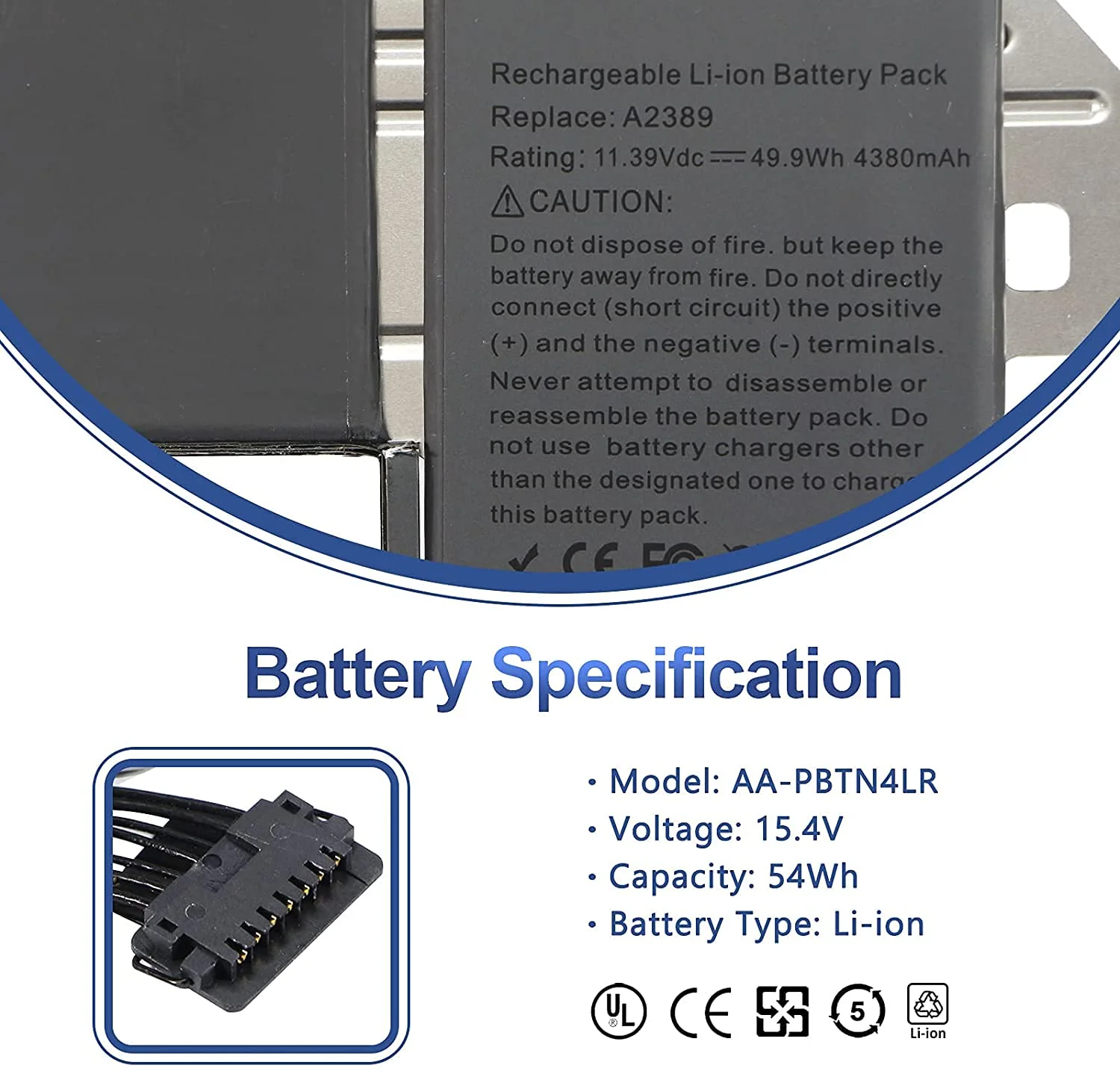 Replacement Battery for MacBook Air 13 Inch A2337 M1 2020 EMC 3598 MGN53LL/A MGN83LL/A MGN63LL/A MGN93LL/A MGND3LL/A MGN73LL/A MGNA3LL/A MGNE3LL/A 11.39V 49.9Wh 4380mAh - Image 6