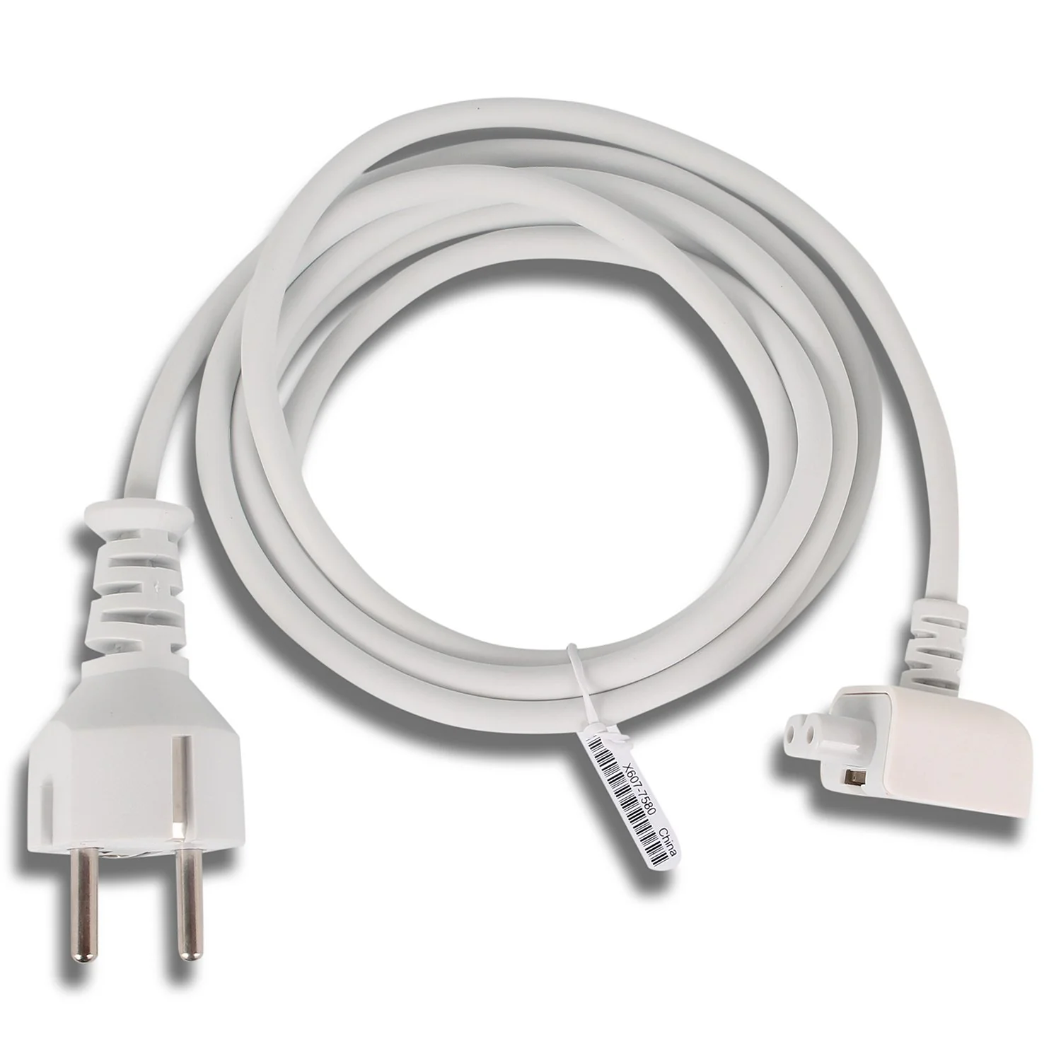 Replacement EU Indian 2 Pin DuckHead Extension Power Adapter Cord Cable for Apple MacBook Air Pro (White) 1.8m